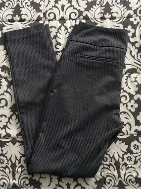 Dalia Gray & Blue Houndstooth Stretch Leggings Size Small Slit Pockets Casual